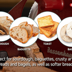 Zassenhaus Manual Bread Slicer, Classic Hand Crank Home Bread Slicer (Red)