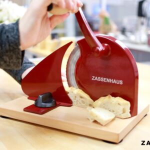 Zassenhaus Manual Bread Slicer, Classic Hand Crank Home Bread Slicer (Red)